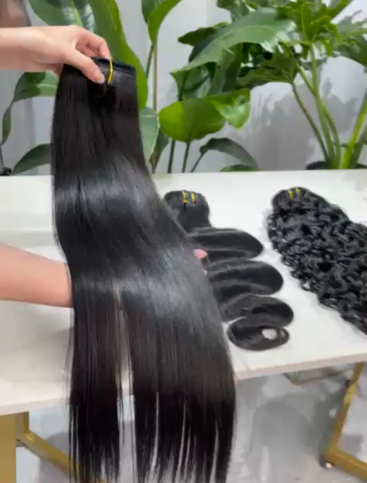 Burmese Clip-In Hair Extensions Bundles (Straight)