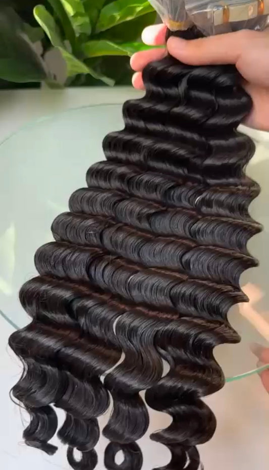 Burmese Tape-In Hair Extensions Bundles (Deep Wave)